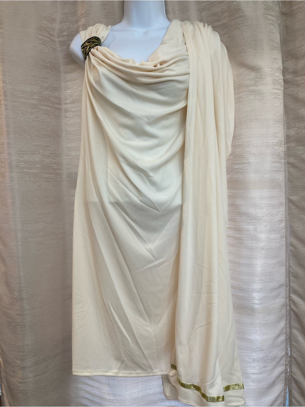 California Costumes Cream Drape Dress with Gold Accent-Cleopatra Style. XL
